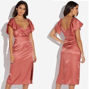 Cape Sleeve Midi Dress Faded Rose Pink Small Size